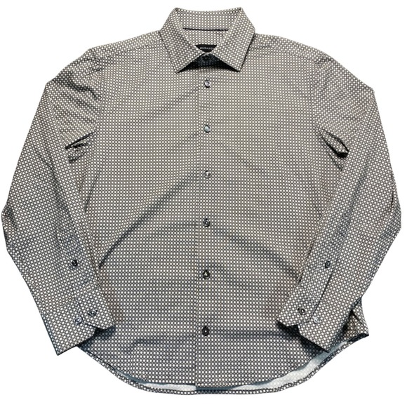 Bugatchi Other - Bugatchi Mens 8 Way Stretch‎ Long Sleeve Button Down Shirt Stone Geometric Med